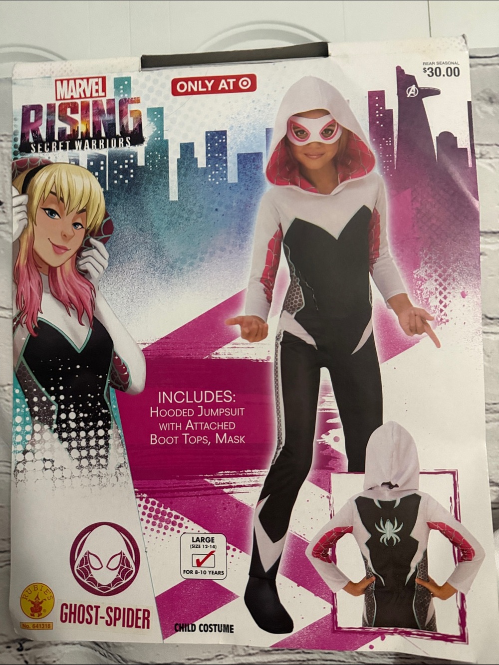 Marvel Ghost-Spider Kids Hooded Jumpsuit with mask Halloween spider gwen large